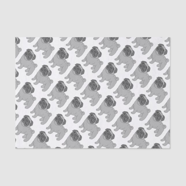 Grey Pug Dog Design Tissue Paper (Front)