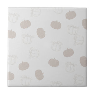 Grey Pumpkin Autumn Fall Season Pattern Ceramic Tile