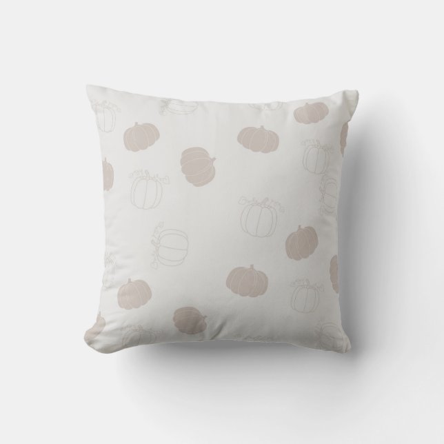 Grey Pumpkin Autumn Fall Season Pattern Cushion (Front)