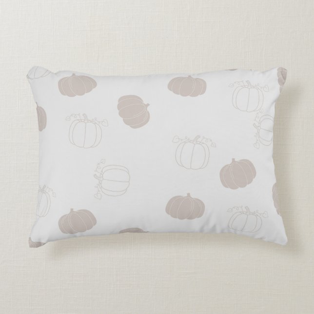 Grey Pumpkin Autumn Fall Season Pattern Decorative Cushion (Front)