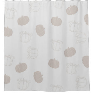 Grey Pumpkin Autumn Fall Season Pattern Shower Curtain