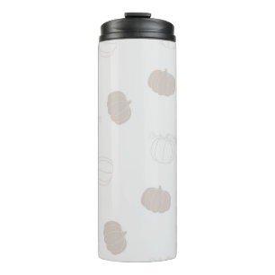 Grey Pumpkin Autumn Fall Season Pattern Thermal Tumbler