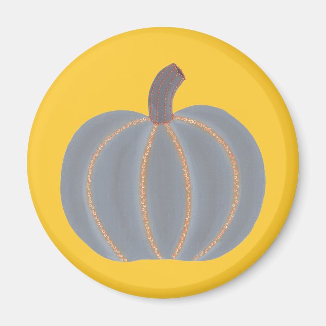 Grey Pumpkin Orange Lights Halloween Magnets (Front)
