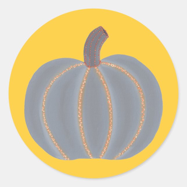 Grey Pumpkin Orange Lights Halloween Stickers (Front)