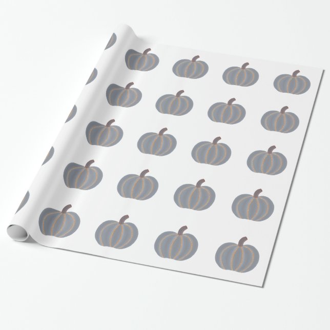 Grey Pumpkin Orange Lights Wrapping Paper (Unrolled)