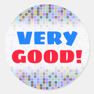 Grey, Purple, Beige, Blue Squares/Tiles Pattern Classic Round Sticker