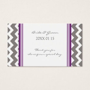 Grey Purple Chevron Wedding Favour Tags