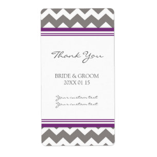 Grey Purple Chevron Wedding Labels