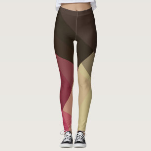 Grey Purple Cream Modern Geometric Pattern Leggings