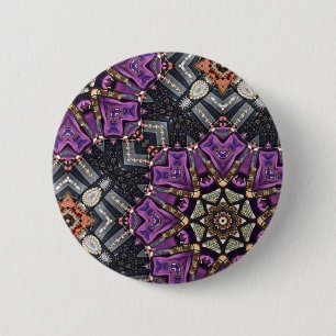 Grey purple fractal steampunk Kaleidoscope 6 Cm Round Badge