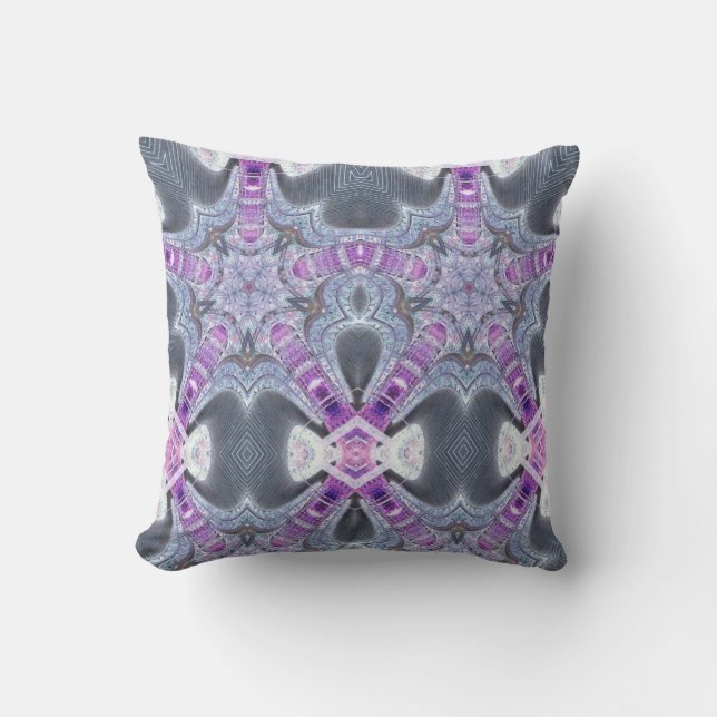 Grey purple geometric pattern gift throw pillow (Front)