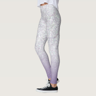 Grey Purple Glitter Sparkles Modern Leggings