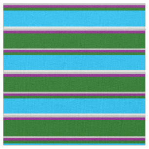 Grey, Purple, Green, Deep Sky Blue & Light Cyan Fabric