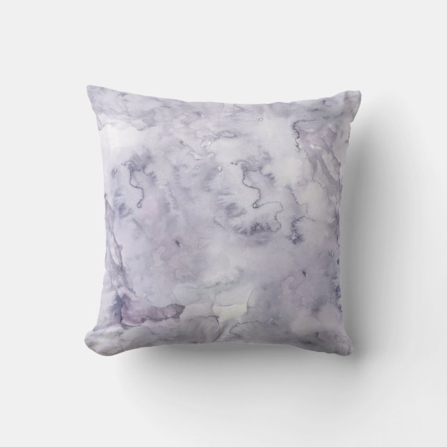 Grey Purple Misty Background Watercolor Pillow (Front)