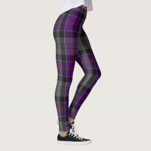 Grey Purple Scottish Tartan Women's Leggings Grey