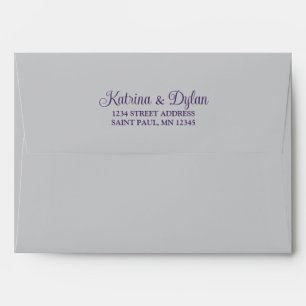 Grey, Purple Wedding Invitation Envelope