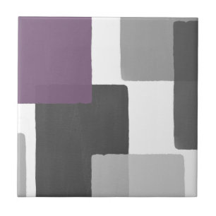 Grey Purple White Geometric Modern Minimalist Ceramic Tile