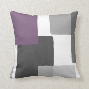 Grey Purple White Geometric Modern Minimalist Cushion