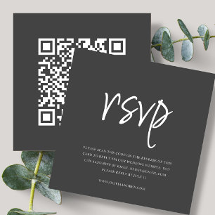 Grey   QR Code   Wedding RSVP Enclosure Card