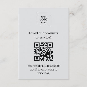 Grey QR Customer Rating Feedback Insert Card