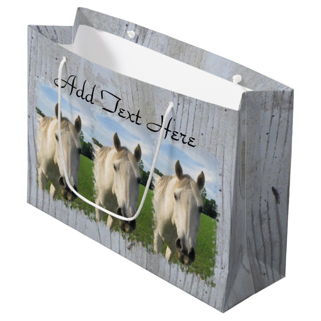 Grey Quarter Horse on Whitewashed Board Large Gift Bag (Front Angled)