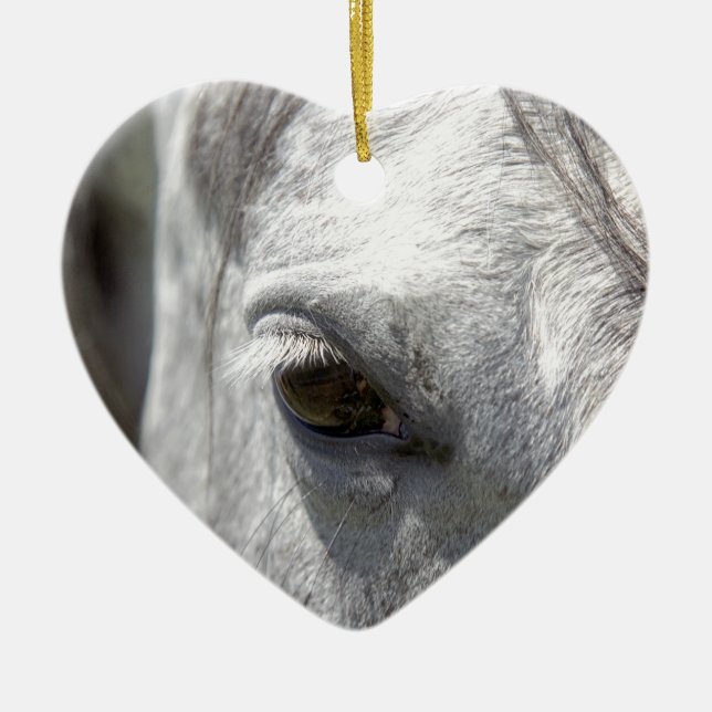 Grey Quarter Horse Stallion Ceramic Tree Decoration (Front)