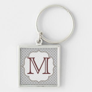 Grey Quarterfoil Latti Monogram Initial Key Chain
