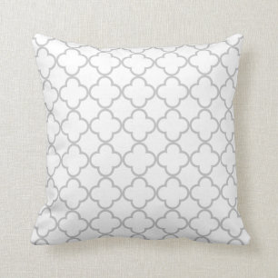 Grey Quatrefoil Pattern Cushion