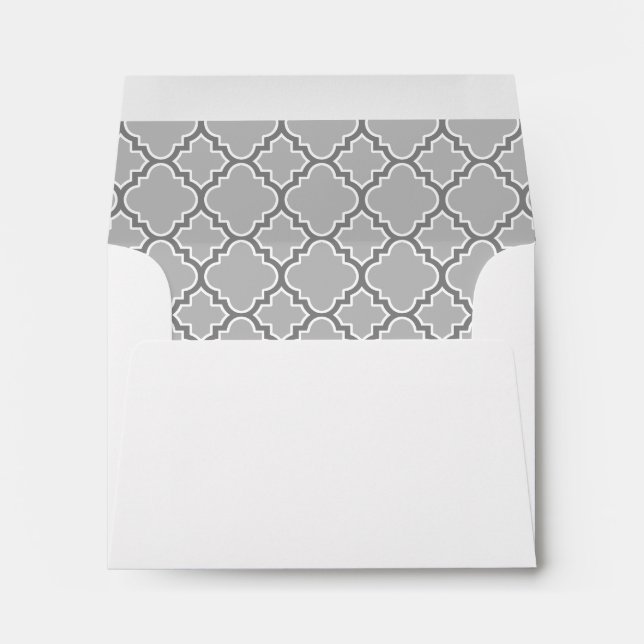 Grey Quatrefoil Pattern Lined Envelope (Back (Bottom))