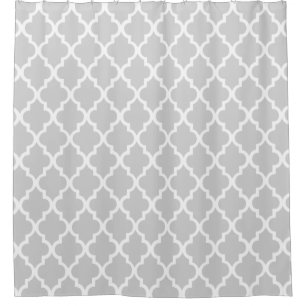 Grey Quatrefoil Pattern Shower Curtain