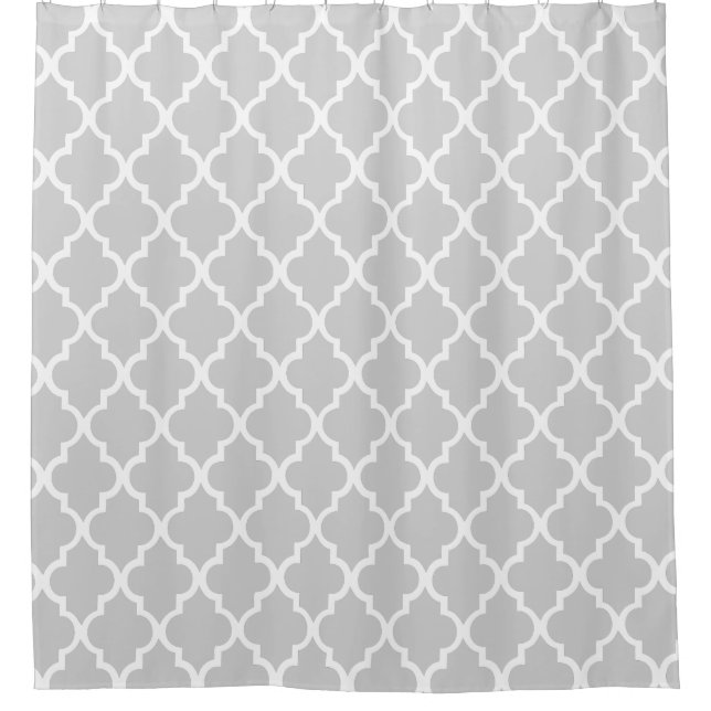 Grey Quatrefoil Pattern Shower Curtain (Front)