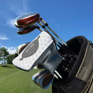 Grey Quatrefoil Personalised Golf Head Cover