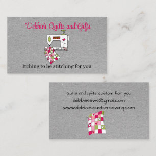 Grey Quilting with Sewing Machine Business Card