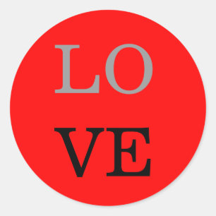 Grey Red Background Love Wedding  Classic Round Sticker