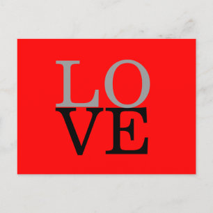 Grey Red Background Love Wedding Postcard