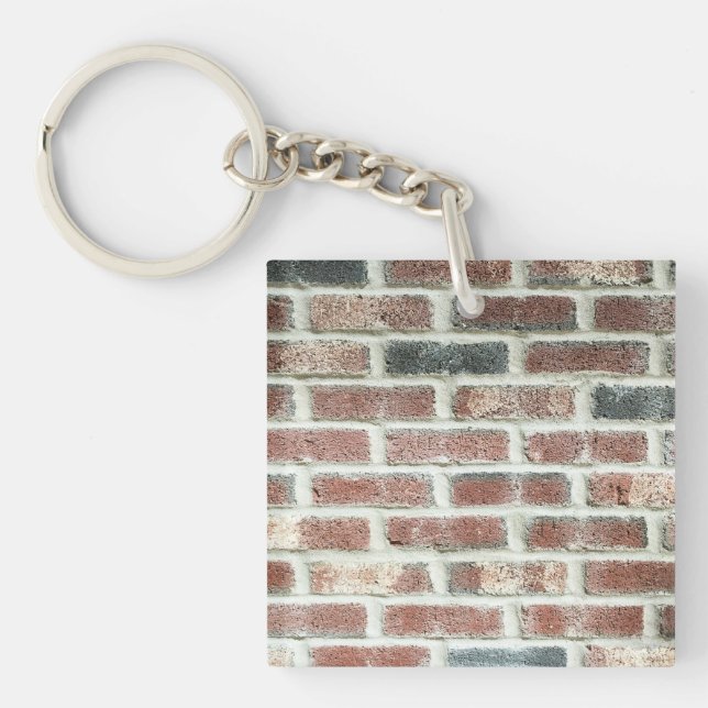 Grey Red Bricks Wall Background Brick Texture Key Ring (Front)