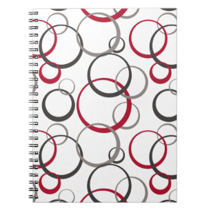 Grey Red Circles white Notebook