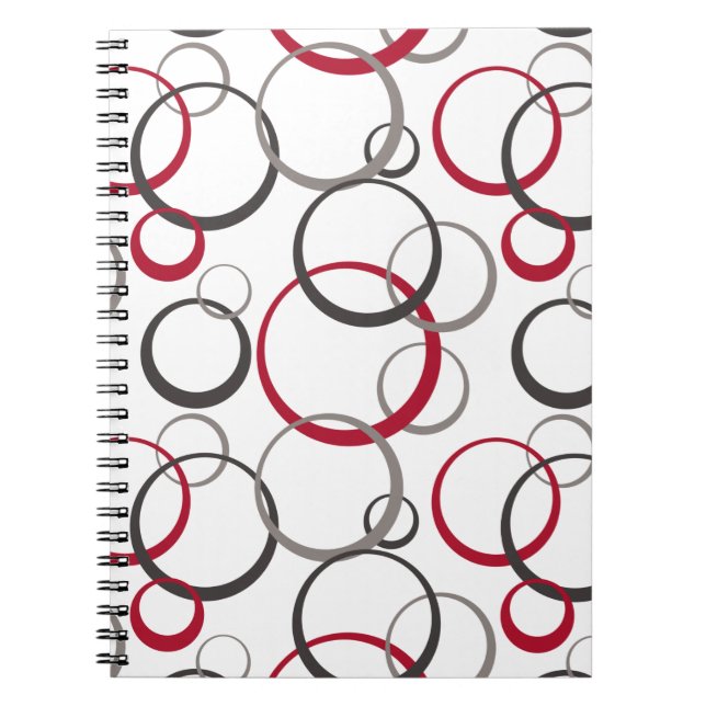 Grey Red Circles white Notebook (Front)
