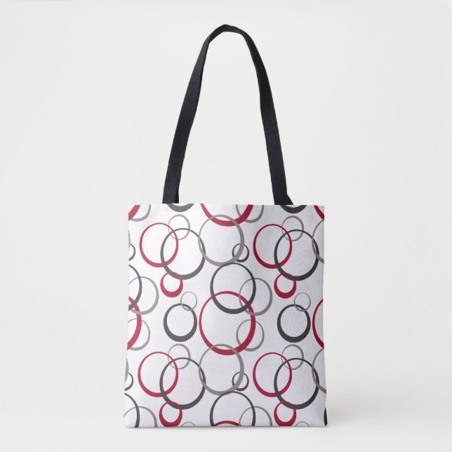 Grey Red Circles white Tote Bag (Front)
