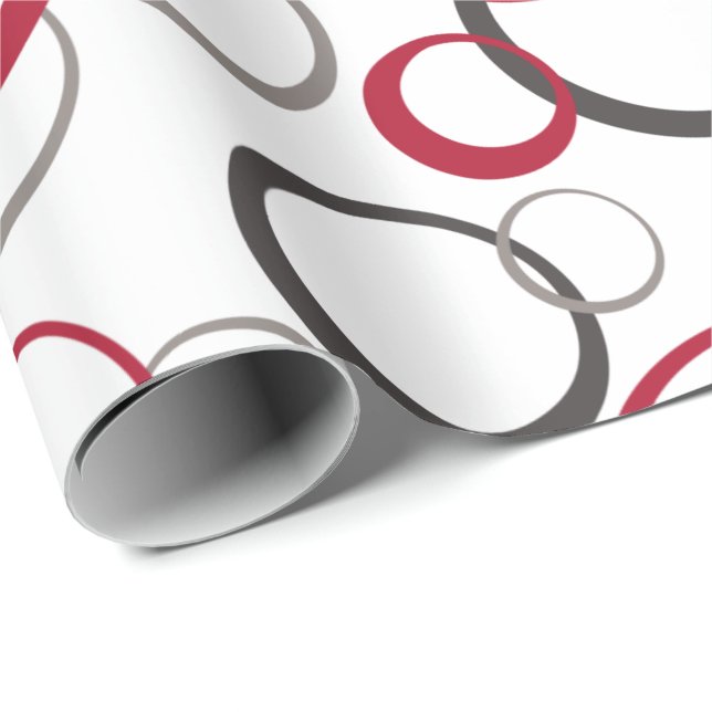 Grey Red Circles white Wrapping Paper (Roll Corner)