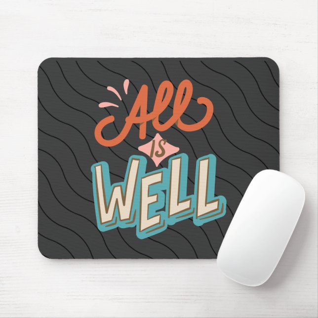 Grey Red Colourful All Is Well  Mouse Pad (With Mouse)