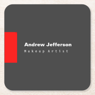 Grey Red Minimalist Modern Plain Remarkable Square Paper Coaster