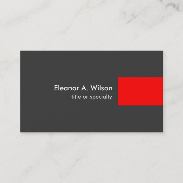 Grey Red Modern Unique Plain Trendy Professional Business Card (Front)