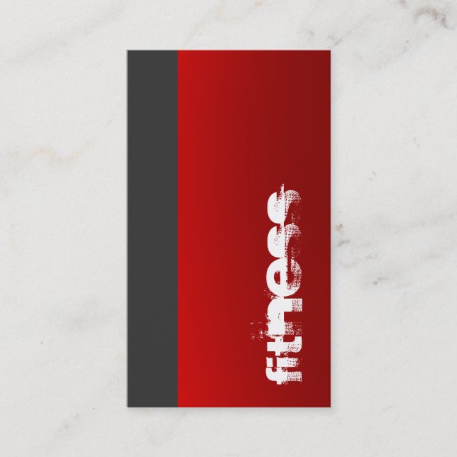 Grey Red Personal Trainer Fitness Business Card (Front)