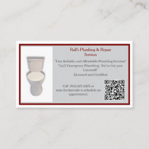 Grey Red Plumber Toilet Business Card
