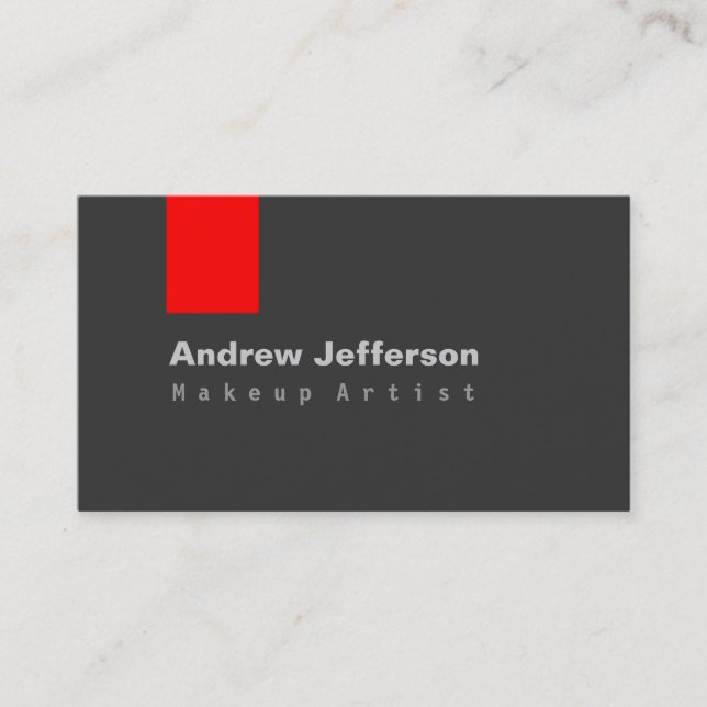 Grey Red Professional Makeup Artist Business Card (Front)