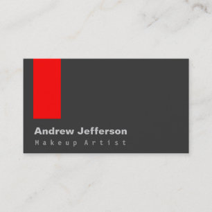 Grey Red Professional Makeup Artist Business Card
