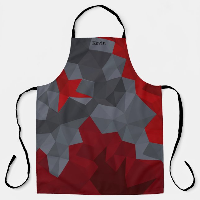 Grey, red randomly arranged triangles. apron (Front)