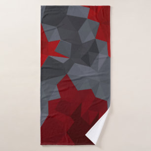 Grey, red randomly arranged triangles. bath towel set