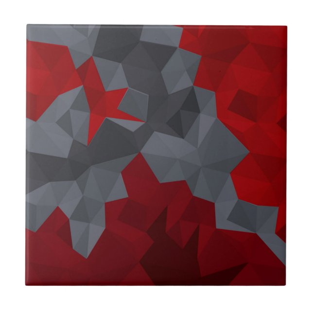 Grey, red randomly arranged triangles. ceramic tile (Front)